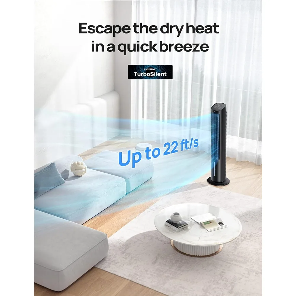 40 inch evaporative air cooler, cooling fan,capable of swinging 80 ° to blow cold air,detachable water tank,3 modes and 4 speeds