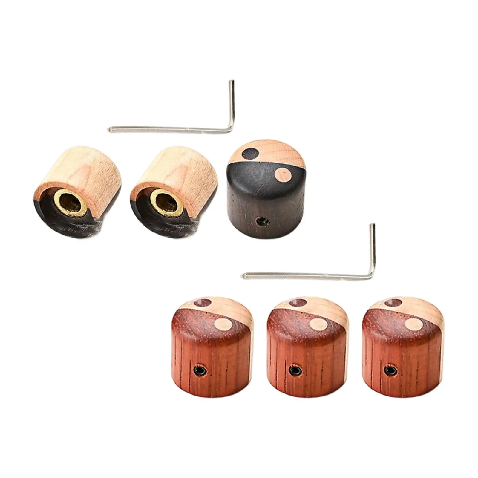 3 Pieces Wooden Bass Replacement Brass Guitar Tone Professional Durable Volume Knobs Speed Control Knobs for Daily Use Outdoor