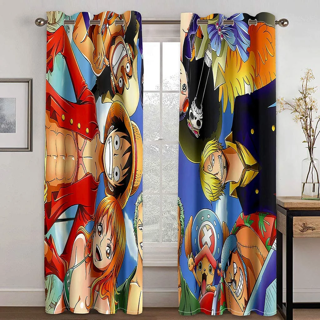 One Piece ComicsPrinted 100% polyester Curtains Living Room Bedroom For Blackout Curtains Kitchen Accessories Christmas Gifts