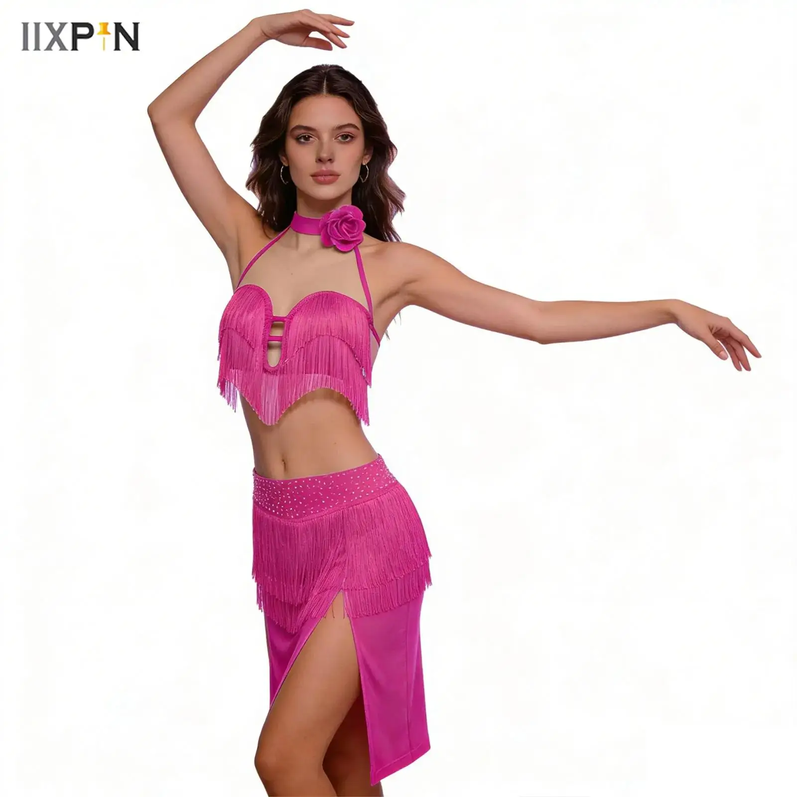 

Women Belly Dance Outfits Latin Cha-cha Rumba Ballroom Salsa Dancer Outfits Halloween Rave Party Competition Performance Costume