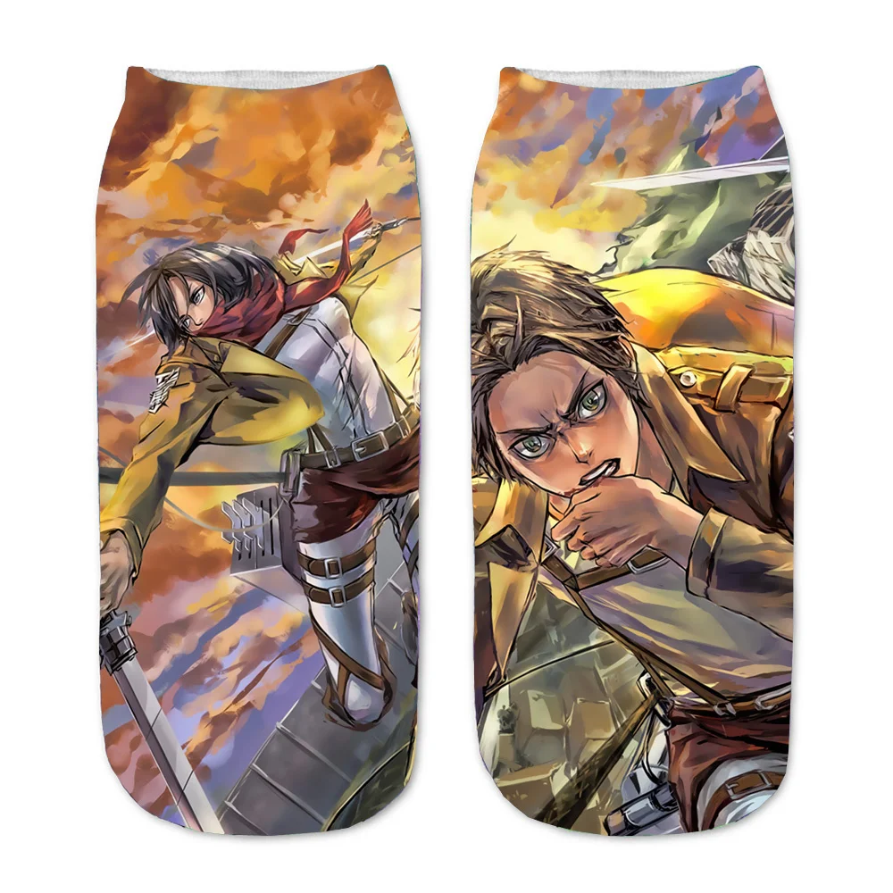 

Men Women Socks Anime Attack on Titan 3D Printed Cartoon Straight Socks Short Sock teenager Kawaii Party Ankle Cute Sock