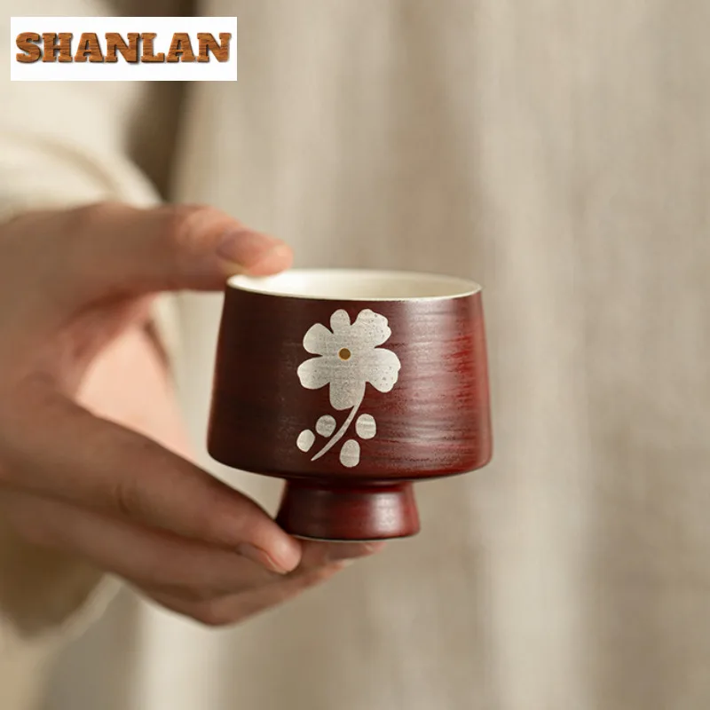 

2pc/lot Powder Yin Hawthorn Red Master Cup Zen Ceramic Tea Cup Small Tasting Tea Mug Boutique Tea Pair Fragrance Cup Tableware