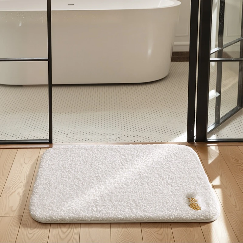 

Fruit Embroidery Bath Mat, Extra Thick Soft Absorbent Rug, Antibacterial Natural Fiber Carpet for Bathroom, Fast Drying Non-Slip