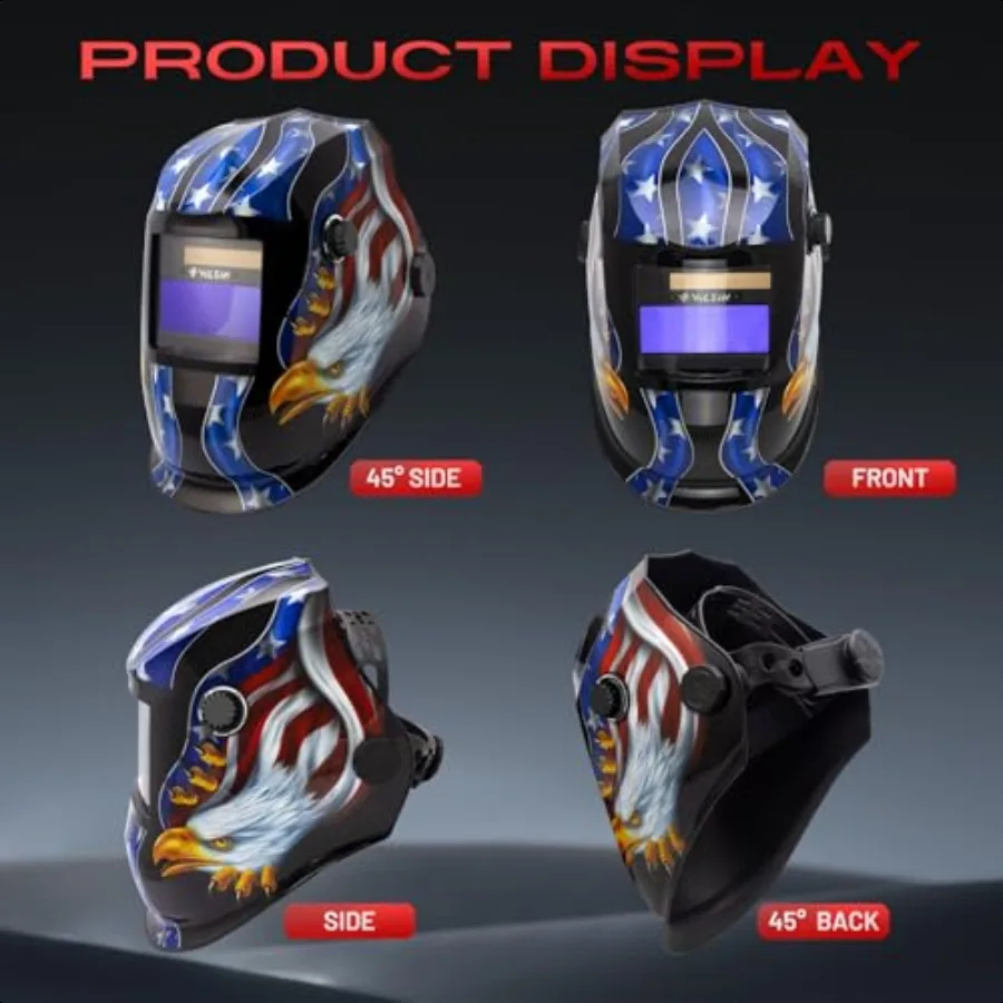 VILSIN Welding Helmet Auto Darkening Large ViewWelding Hood True Color Solar Powered With 2 Arc Sensor Wide Shade 3 48 913 for