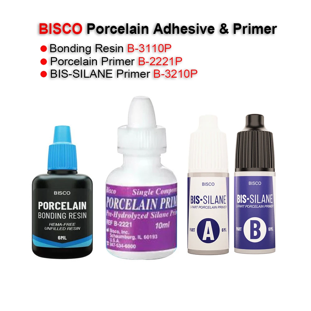 BISCO Dental Ceramic Restoration Bonding System B-3110P Bond Resin Adhesive B-2221P Porcelain Primer B-3210P Two-Part BIS-SILANE