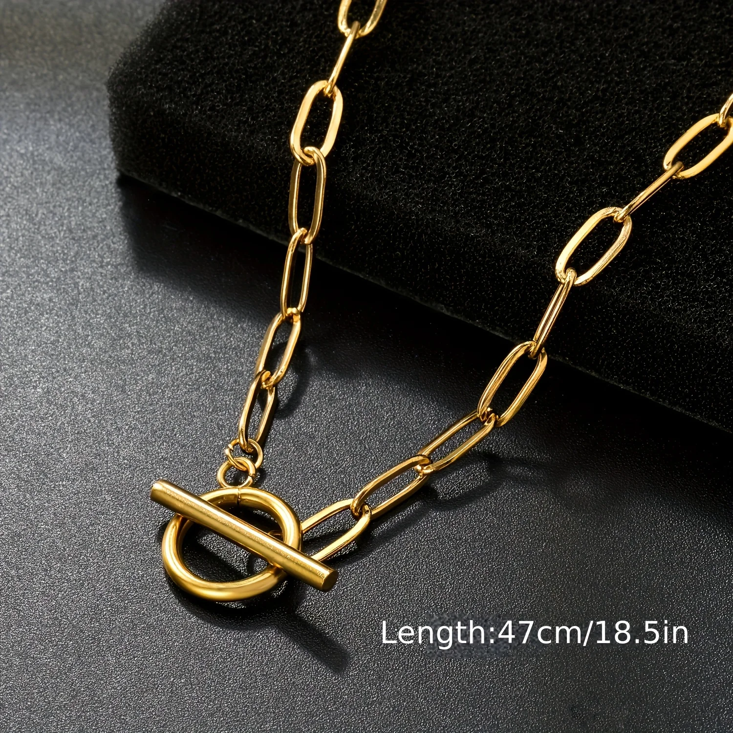 Thick Paperclip OT Clasp Necklace 316L Stainless Steel Gold Minimalist Unisex Chunky Chain Collarbone Jewelry view 4