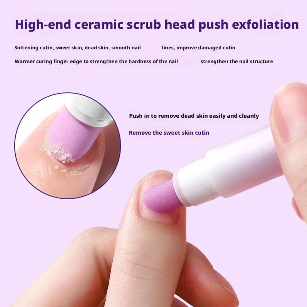Brosse à Essence pour ongles 3 en 1, bâton de gommage pour bord des doigts, protecteur d'armure, hydratant, peau morte, barbe en céramique, pointe des ongles, huile pour bord des doigts
