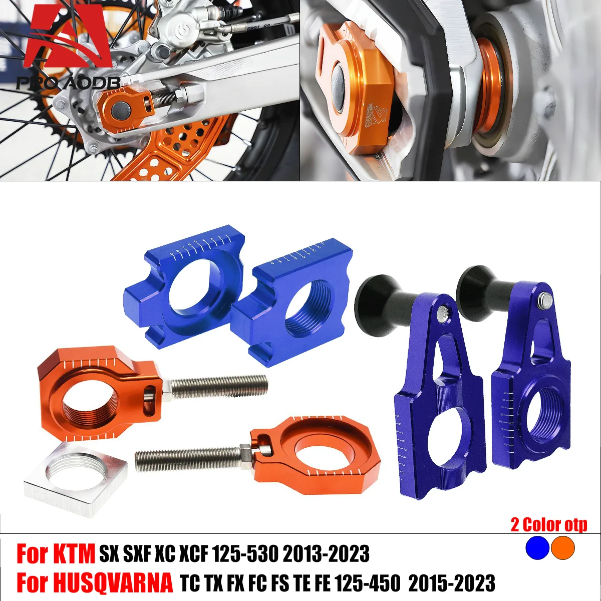 

For KTM SX SXF XC XCF 125 150 250 300 350 450 Husqvarna TC FC TX Motorcycle High-QualityCNC 25mm Rear Chain Adjuster Axle Blocks