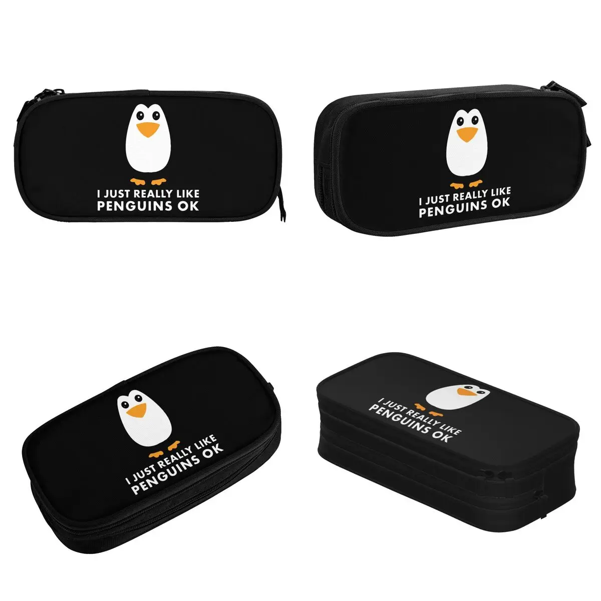 I Just Really Like Penguins OK Pencil Case Cute Penguin Cartoon Animal Pen Box Bag Student Students School Gifts Pencilcases