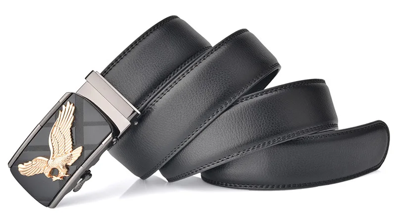 2024 Men\'s Genuine Leather Belt Eagle Style Automatic Buckle Belt Strap Adjustable Luxury Brand Belt Fashion Business Men\'s Belt