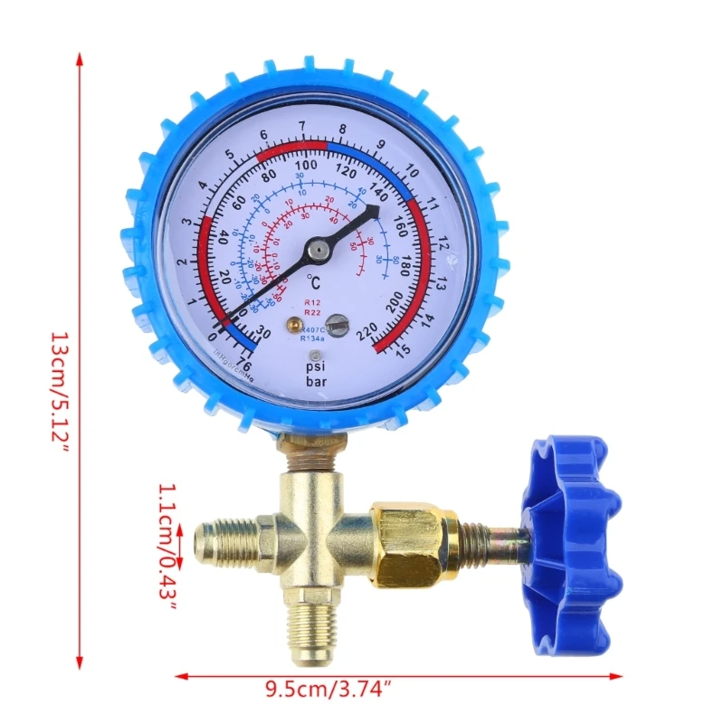 220PSI 500PSI Professional Air Conditioning Refrigerant Recharge Pressure Gauge Manometer