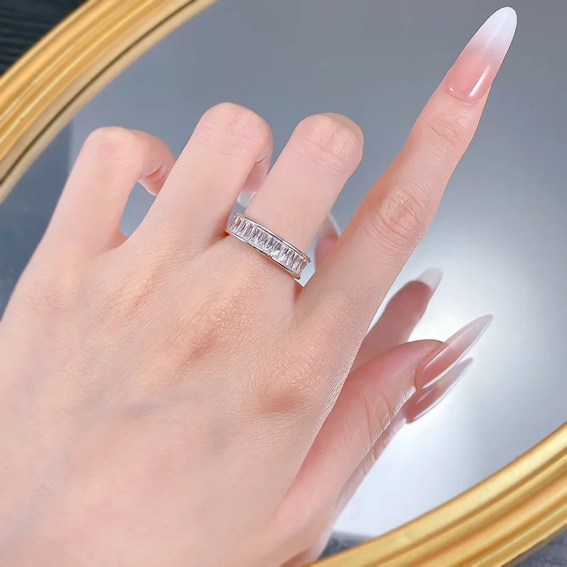 S925 فضة مماثلة مويسانيتي خاتم الخلود للنساء الرجال للجنسين خاتم الزفاف