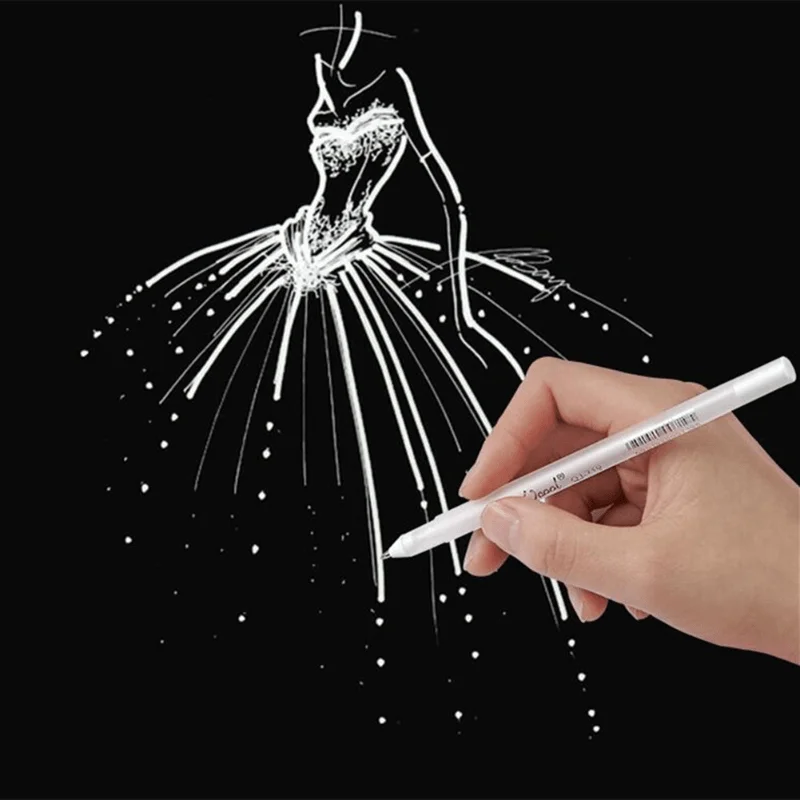 3 Stück weiße Gelstifte mit feiner Spitze, Gel-Tintenstifte, geeignet für Malerei auf schwarzem Papier, Skizzieren, Illustrationen, Kartengestaltung. – Detail 4
