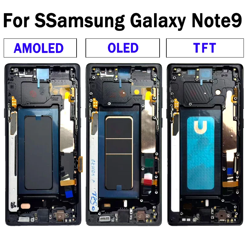 Pantalla Super AMOLED para Samsung Galaxy Note9 N960F LCD con Touch Screen Digitizer con Marco para Samsung Note9 N9600 LCD 4
