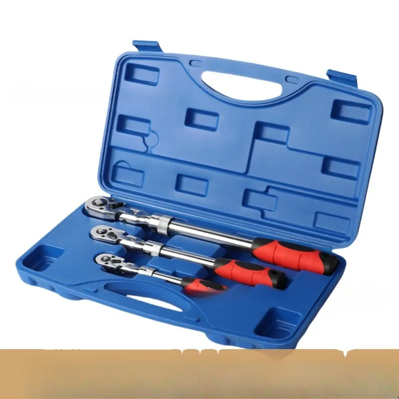 Chrome vanadium steel 72 teeth telescopic shaking head ratchet high-grade wrench 1/4-3/8-1/2 quick release activity portable set