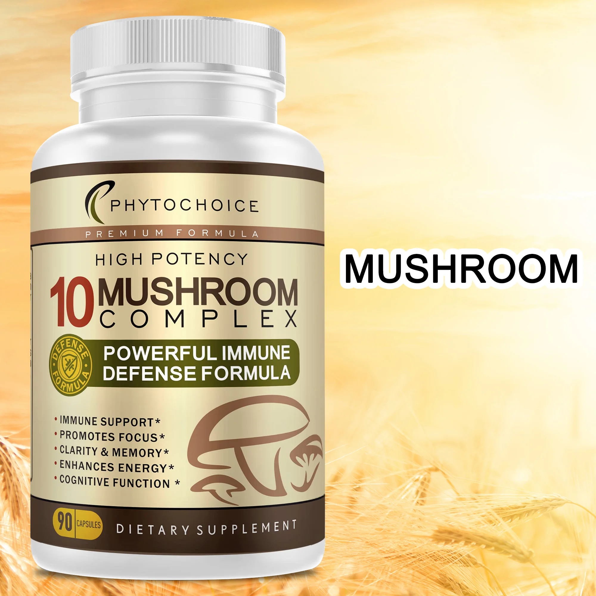 

10-in-1 Mushroom, Lions Mane, Turkey Tail, Cordyceps & More Mushroom Complex, Immune, Energy & Nootropic Brain Support