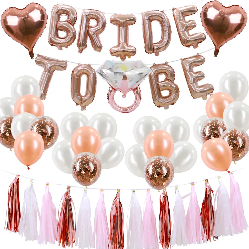 

Rose Gold Team Bride To Be Latex Balloons Letter Foil Theams Confetti Ballon Wedding Bachelorette Hen Party Bridal Shower Supply