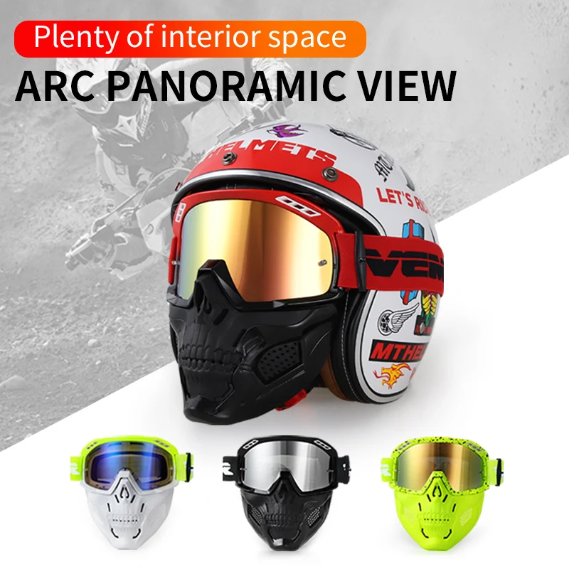 

VEMAR Motorcycle Riding Mask Glasses Detachable Man Protect Motocross Face Cover Mtb Motorbike MX TPU+PC Lenses Helmet Goggles