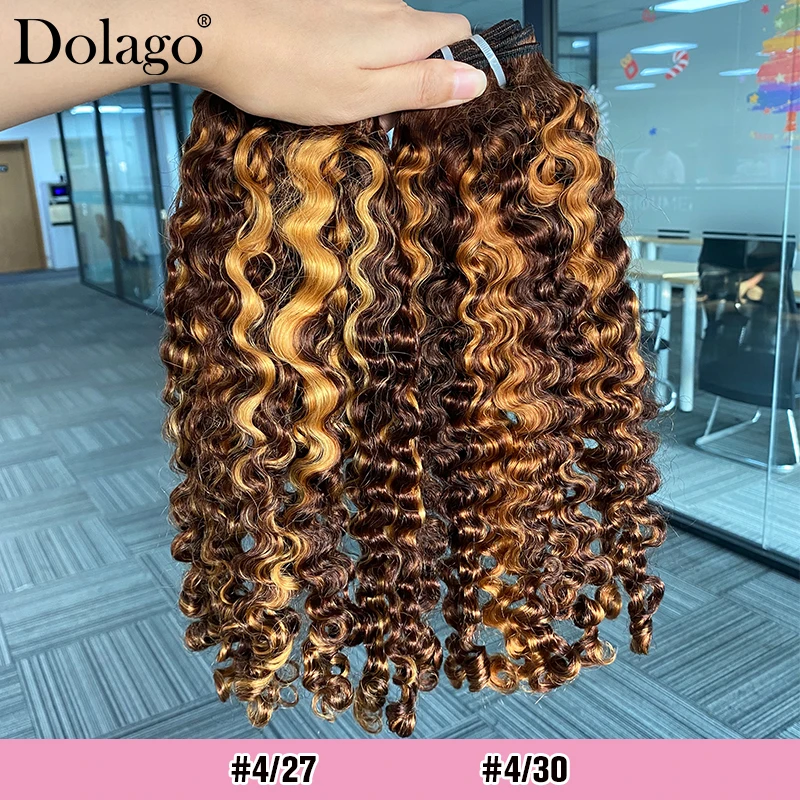 أومبير الملونة البورمية حزم الشعر المجعد مزيج تسليط الضوء على حزم الشعر البشري الشوكولاته البني 30 27 العسل شقراء حزم الشعر البشري