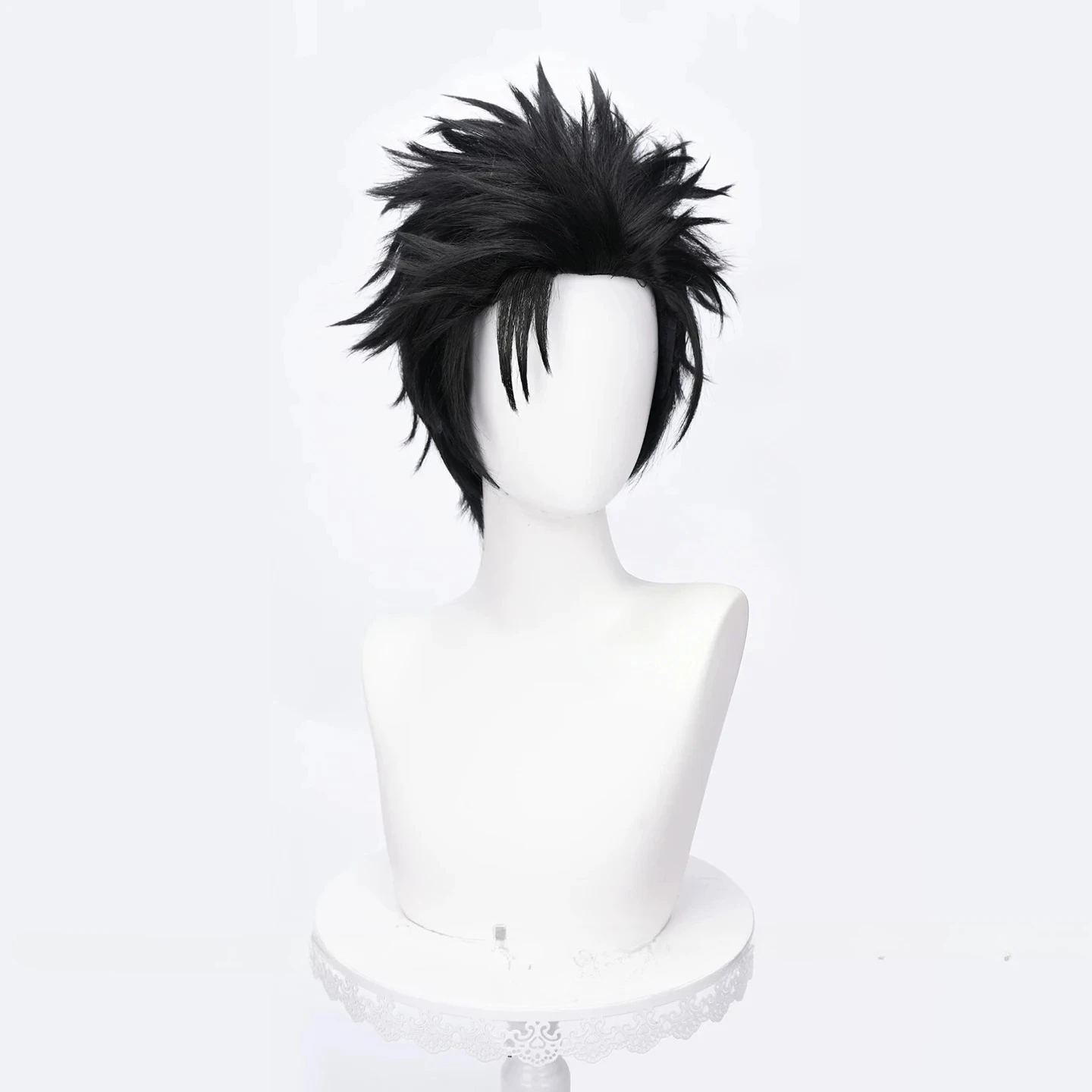 Schwarze, stachelige, nach hinten gekämmte Kurzhaar-Perücke, hitzebeständig, für Herren, für Halloween-Party, Anime, Jujutsu Kaisen, Hiromi Higuruma, Cosplay-Perücke – Detail 3