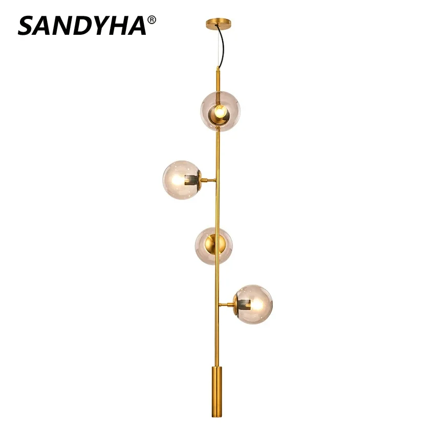 

SANDYHA Modern Chandeliers Glass Ball Decor Home Hanging Lamps Bedside Dinning Living Bedroom Indoor Lighting Lampara Techo