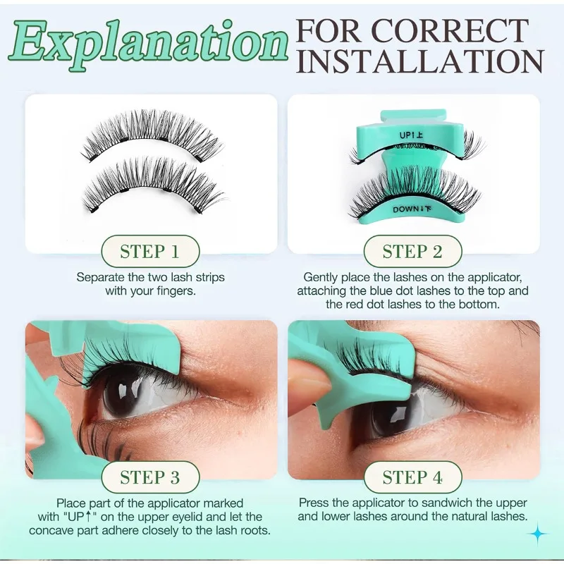  مجموعة تمديد الرموش المغناطيسية الطبيعية: صندوق DIY بلون النعناع، قابل لإعادة الاستخدام، مقاوم للماء وتطبيق سهل #5