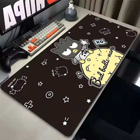 Kawaii Black Penguin Mouse Pad PC Anime Bad Badtz Maru Keyboard Rug Laptop Sanrio Gaming Accessories Mousepad XXL Soft Desk Mat