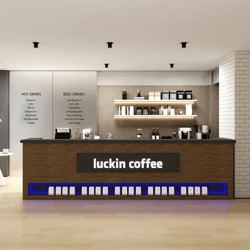 Simple Modern Milk Tea Shop Cafe Bar Cashier Counter Cake Shop Tea Restaurant Reception Desk Customization