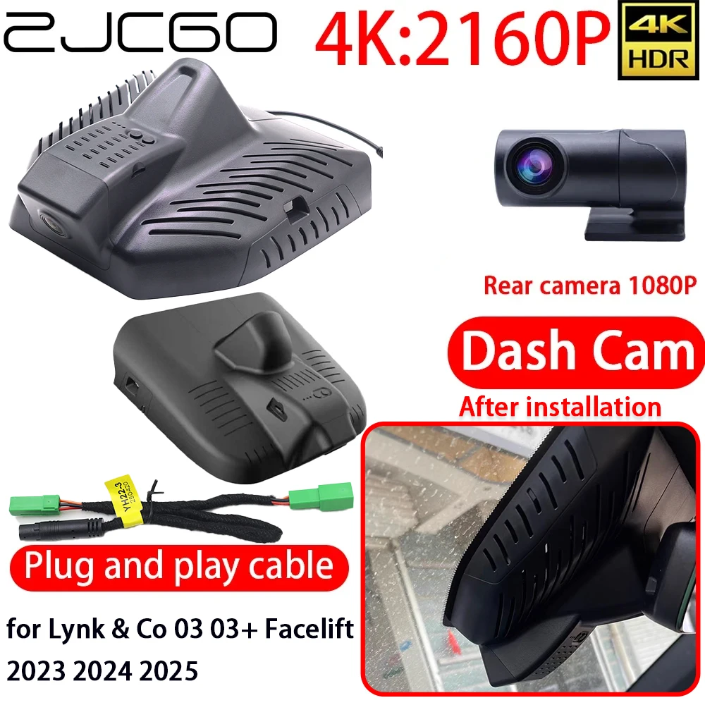 

ZJCGO 4K DVR Dash Cam Wifi Sony Lens Front Rear Camera 24h Monitor Video Recorder for Lynk & Co 03 03+ Facelift 2023 2024 2025