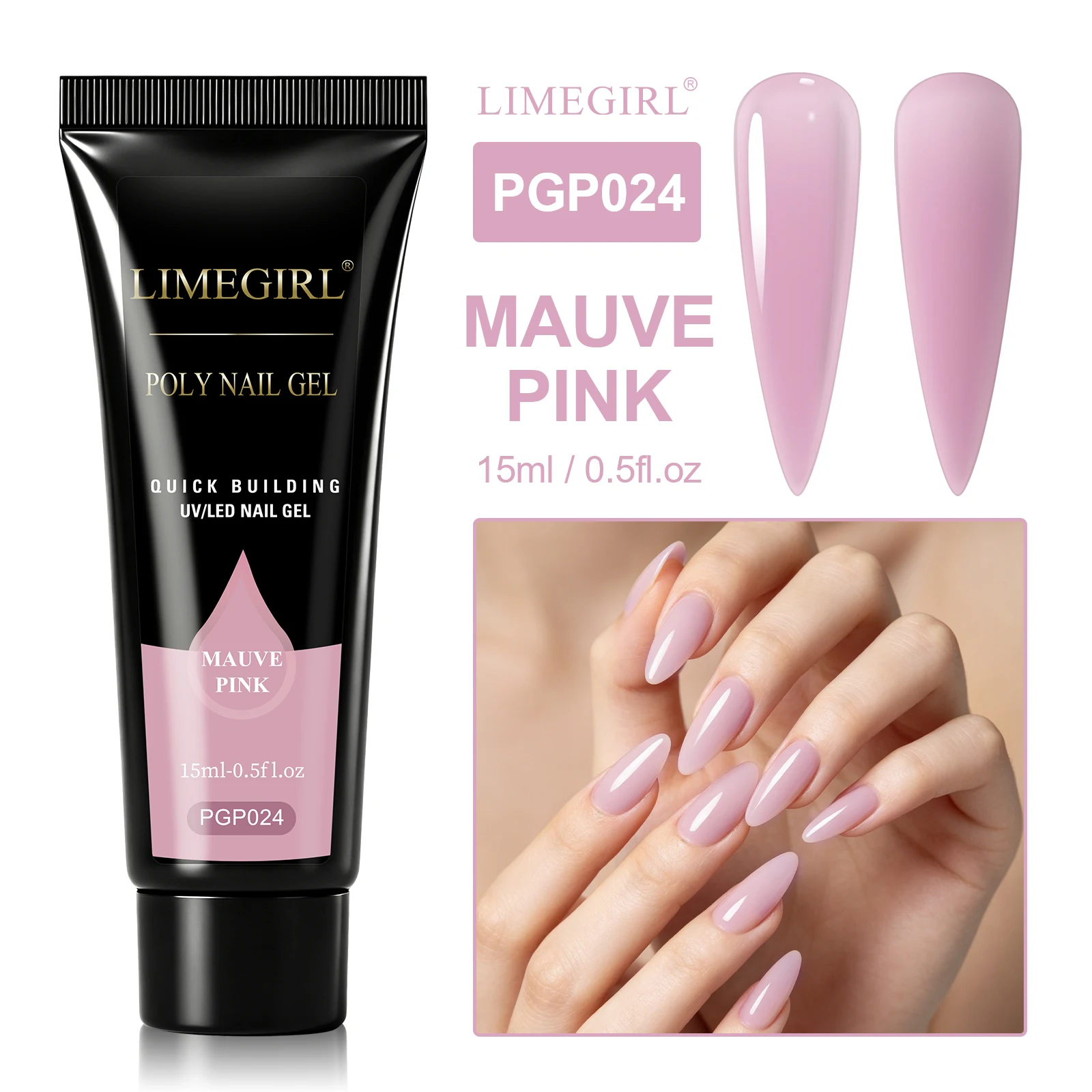 LIMEGIRL 25 Farben Poly-Verlängerungsnagelgel für Nagelkunst, Acryl-Maniküre-Design, UV-Lacke, semi-permanentes, schnelles Verlängerungsgel