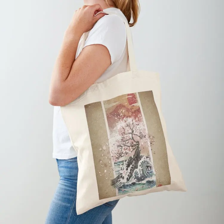 

Sakura blossom waves Tote Bag Canvas supermarket folding bag Large bags for women foldable reusable bag
