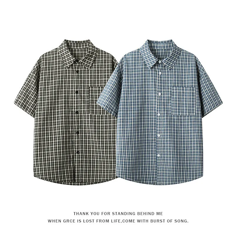Summer 2026 New Plaid Short-sleeved Shirt Men's Trend Versatile