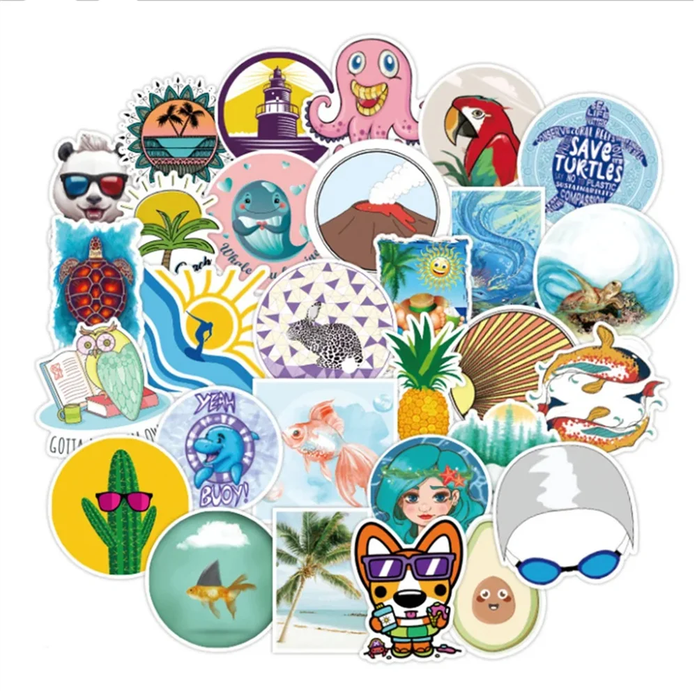 10/30/50PCS Color Small Fresh Sticker Series Personality Cartoon Graffiti Laptop Luggage Skateboard Guitar Decoration Wholesale