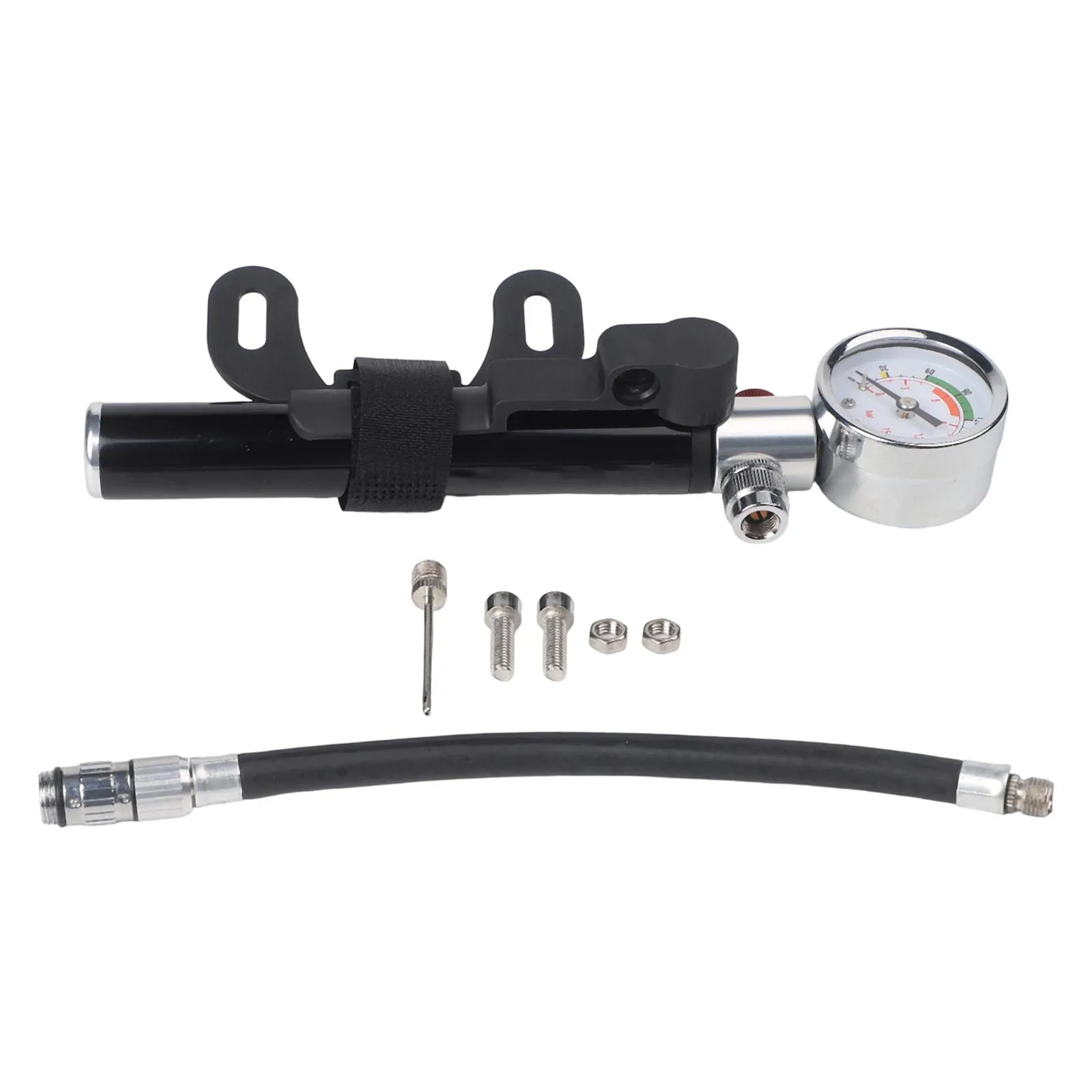 

Pressure Gauge Bicycle Pump Ball Needle Included Easy To Carry Interchangeable Nozzles 20.5x7.5x4.5CM Camping Cycling
