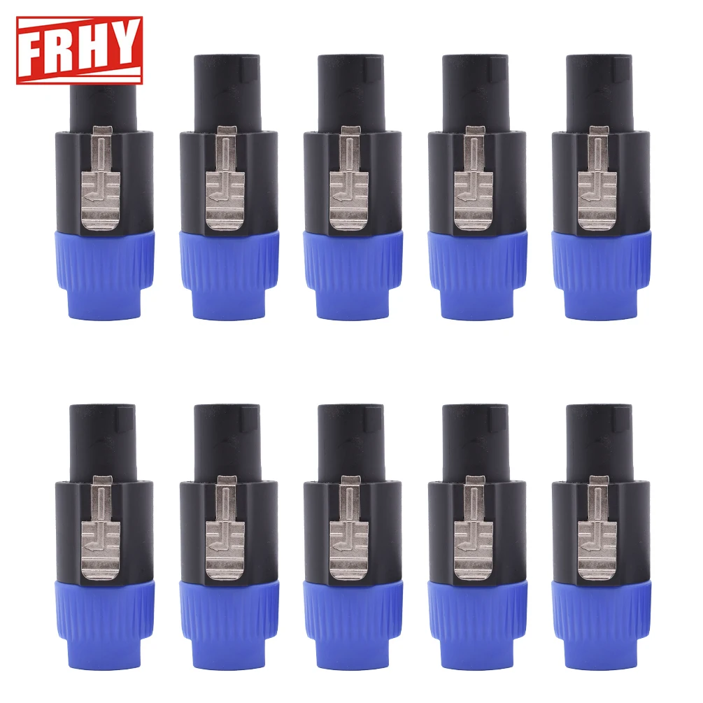 10 peças speakon nl4fc conector de alto-falante amplificador de travamento de 4 pinos-tipo de solda de cauda longa de 4 polos para sistemas de áudio profissionais