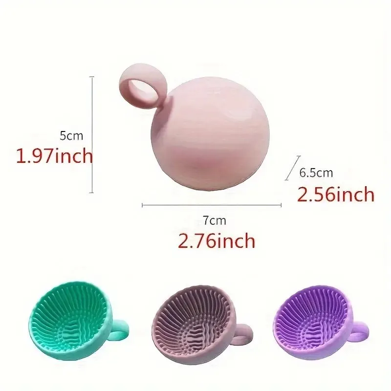 Bol de nettoyage pour pinceaux de maquillage professionnels, avec poignée annulaire et Base texturée, pinceaux de nettoyage et de rinçage en profondeur, élimine le maquillage tenace