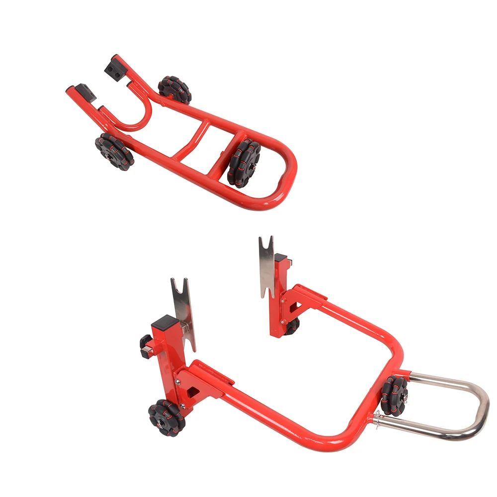Motorcycle Front & Rear Stand Set 360° Movable Lift Stands, Revolutionary Heavy Duty Motorcycle Stands