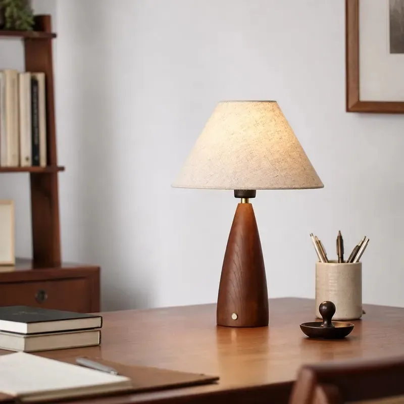 Moonlight Modern LED Wireless Charging Touch Desk Lamp Walnut Finish Bedroom Bedside Living Room Sofa Reading Ambient Light