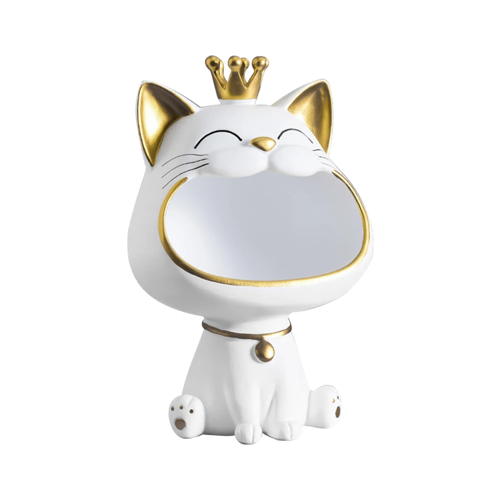 Fortune Cat Storage Sculpture Entrance Crafts Resin Storage Box Decor Non-toxic Harmless Household Supplies for Home Living Room