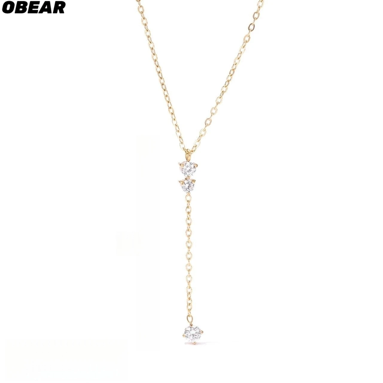 Halskette mit Y-förmigem Quasten-Anhänger aus Edelstahl – minimalistischer Schmuck mit mehreren Kristallen in Gold-/Silbertönen für Damen