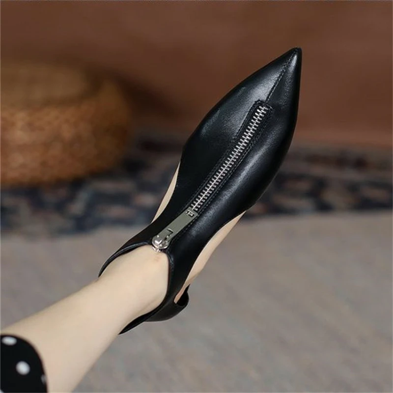 Genuine Leather Zipper Hollow Women Ankle Boots Sexy Pointed Toe Cool Ladies Shoes Summer Solid Color Boots Botines Para Mujeres