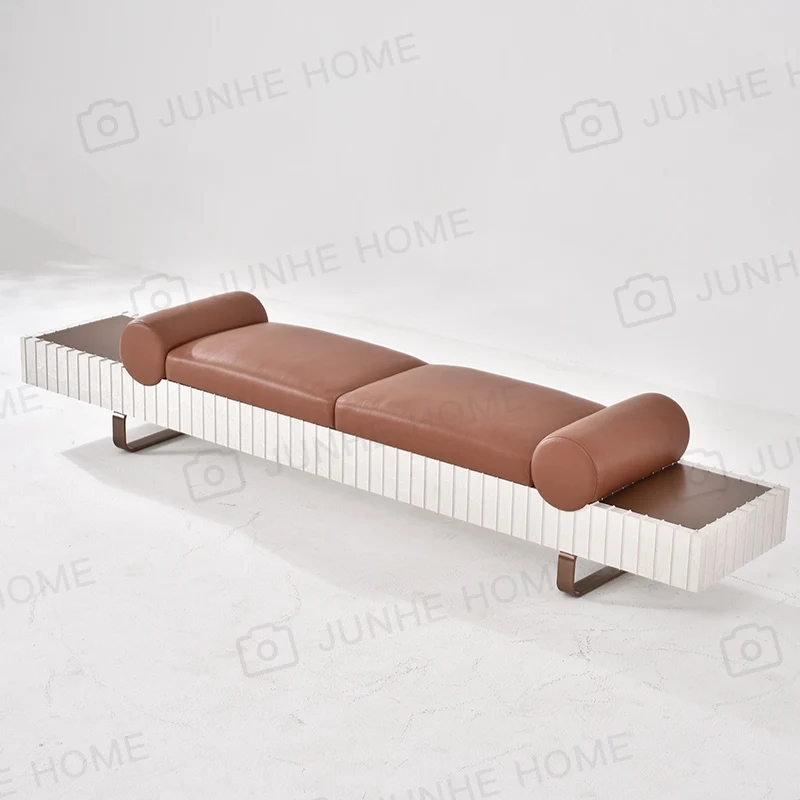 Italian light luxury leather bench, designer home bedroom bedside bench, shoe bench, furniture customization