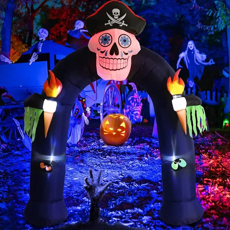 Color Changing LED Ghost Arch Outdoor Garden Decoration for Halloween Party Lawn Patio Yard Decor Built in Lights Atmosphere