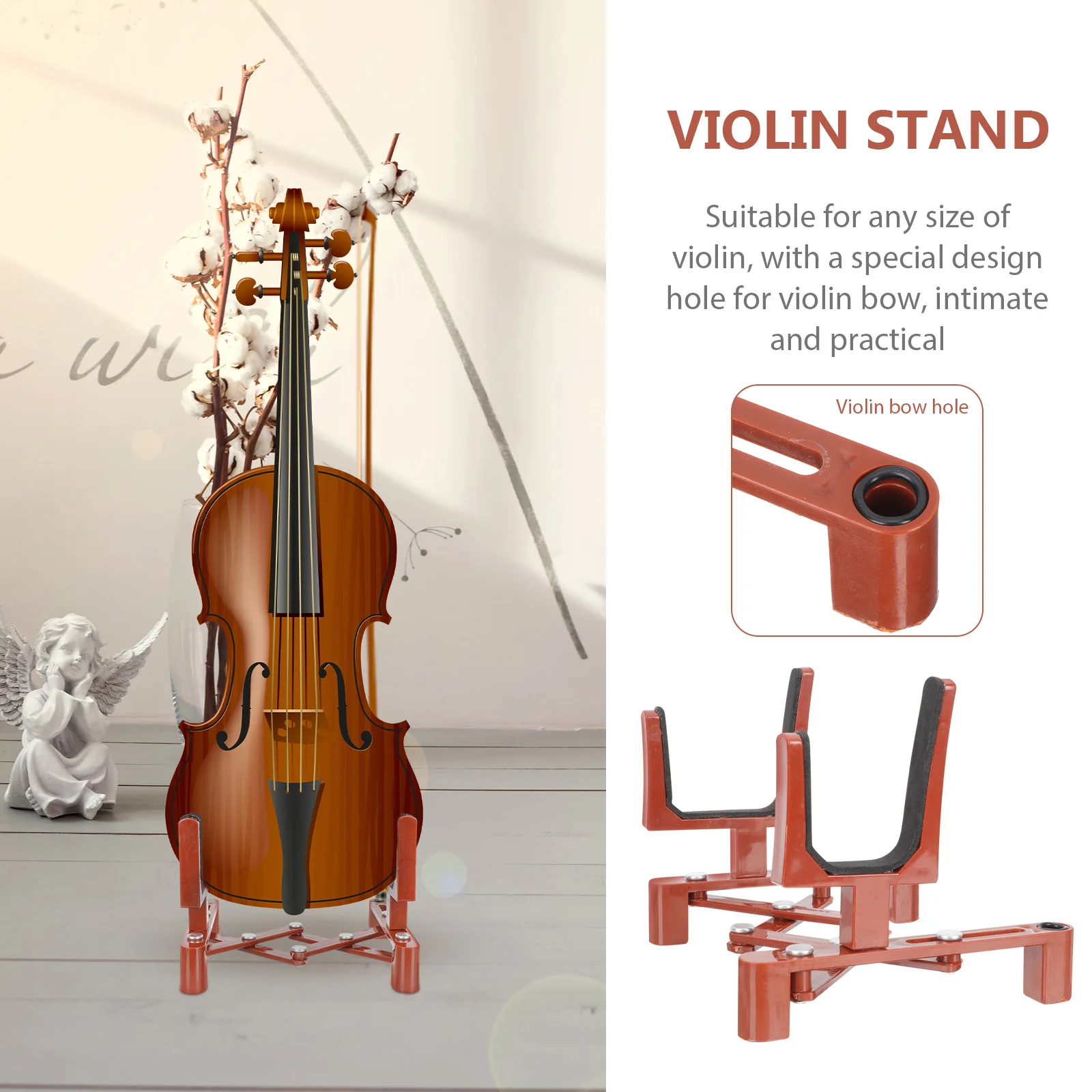

Violin Stand Stretchable Music Adjustable Display Floor Abs Rack Folding Support