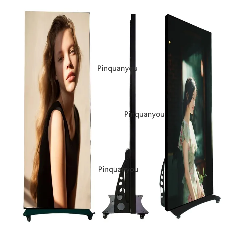 80-Inch P1.86 Spliceable Outdoor LED Display USB Plug-and-Play Digital Signage Foldable Poster Screen Floor Standing Advertising