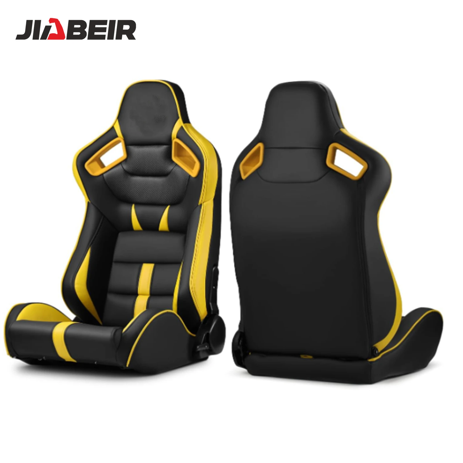 JBR1041B Pair Universal Universal PU Leather Reclinable Black Racing Seats