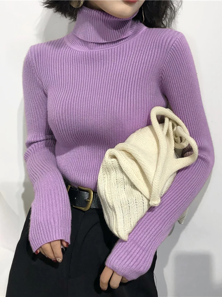 Damen Rollkragenpullover 2026 Herbst Winter Oberteile Koreanischer Slim-Fit Damen Pullover Strickpullover Pull Femme Hiver Truien