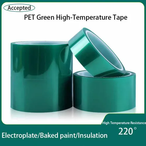 La cinta PET verde de alta temperatura se utiliza para galvanoplastia, soldadura, blindaje de pintura para hornear y protección de componentes electrónicos