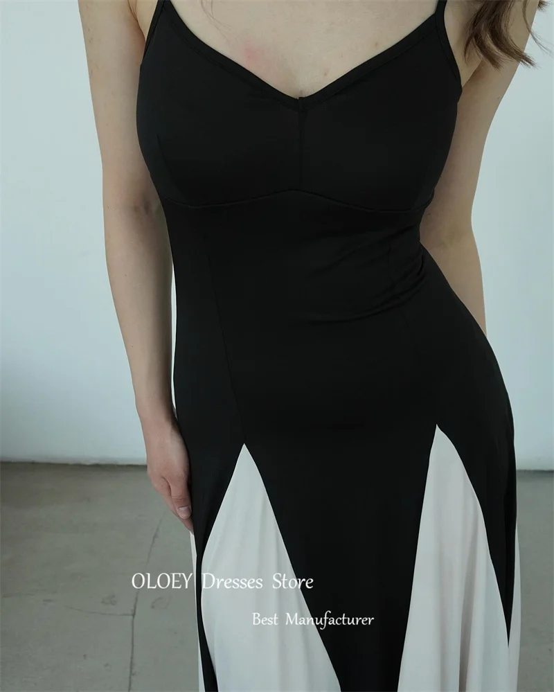 OLOEY Simple Black Evening Dresses Spaghetti Straps Women US Casual Outfit Sexy Custom Made Slim Formal Occasion Dress Simple