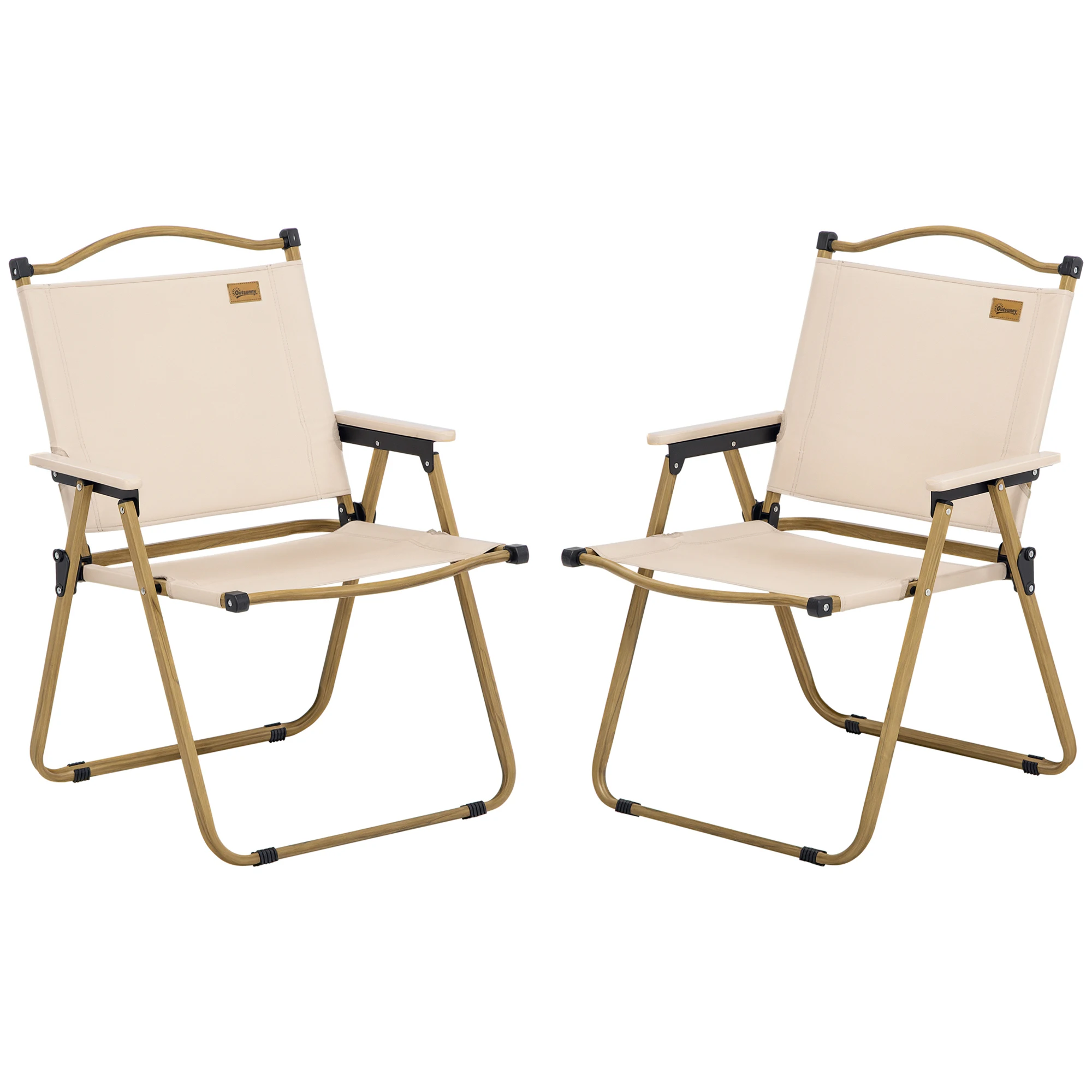 Outsunny Lot De 2 Chaises De Camping Pliantes Avec Accoudoirs-image